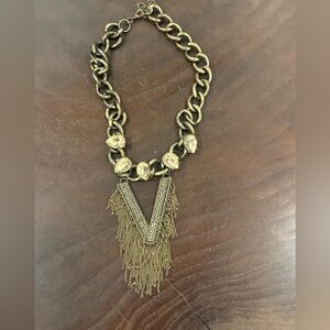 Gold Statement Necklace with Fringe